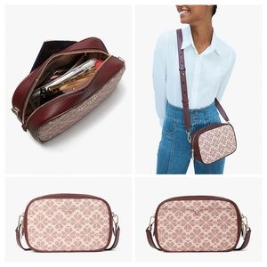 Kate spade burgundy flower print camera bag